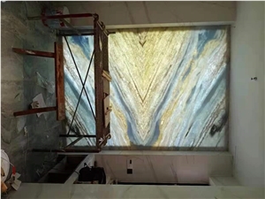 Brazil Blue Crystal Marble Polished Wall Cladding Slabs 