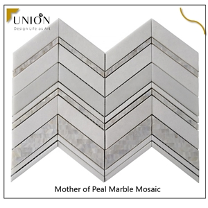 Mother of Pearl Arrow Design With White&Wooden Marble Tiles