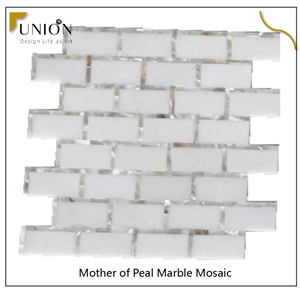 Subway Shell Mosaic Mother of Pearl Mix White Marble Tiles