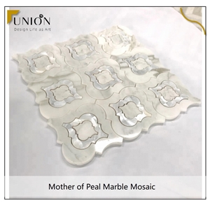 Waterjet Marble Mix Mother of Pearl Mosaic Tiles Pattern 