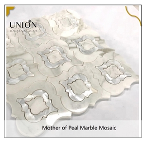 Waterjet Marble Mix Mother of Pearl Mosaic Tiles Pattern 