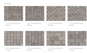 1″x1″ Natural/Oxford Walnut Travertine Mosaic Tiles