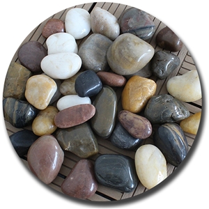 Mixed color polished pebble stone