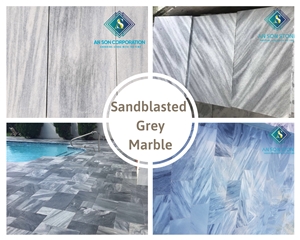 Sandblasted Grey Marble For Swimming Pool Tiles 