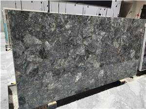 Grey Crystal Semiprecious Stone Backlit Gemstone Slabs