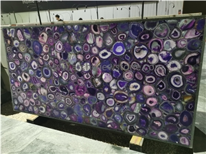 Purple Agate Semiprecious Stone Backlit Gemstone Slabs