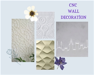 CNC Wall Decoratıon -  White Marble CNC Wall Panel