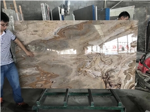 China Brown Wooden Marble Roman Impression Slabs