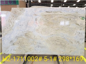China Moon River Blue Changbai White Slab For Countertop Use