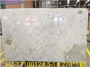 China Moon River Blue Changbai White Slab For Countertop Use