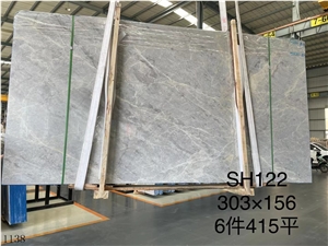 China stone market wall tile slab Hermes Gray Marble Ash 