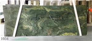 Olive Green Marble Slab Wall Floor Tiles Bokmatched Use