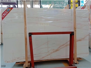 Red Line White Jade Marble Spider in China stone market slab