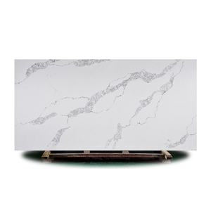 White Quartz Top Stone River Shape Style Grey Veins Dry Wall