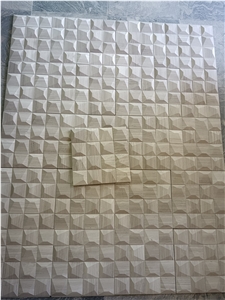 Natural Marble Mosaic 3D Wall Design Outdoor Cladding Cover