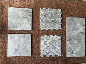 Natural Super White Quartzite Mosaic Tiles Pattern 