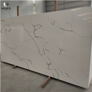 2021 Hot Artificial Calacatta Quartz Stone White Slab 