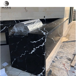 Black Nero Marquina Artificial Quartz Stone Bar Counter