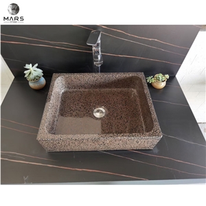 China Colored Bathroom Sinks Waterproof Stone Terrazzo 