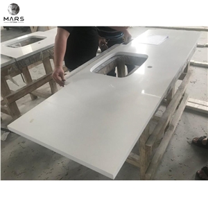 Pure White Artificial Quartz Countertops Kitchen Table Tops
