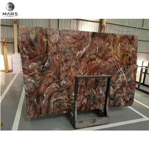 2021 Rosso Dark Red Marble Nature Slabs With White Veins