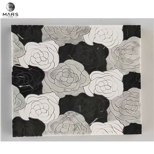 Beautiful Shape Rose Marble Art Design Mosaic Tiles Bathroom