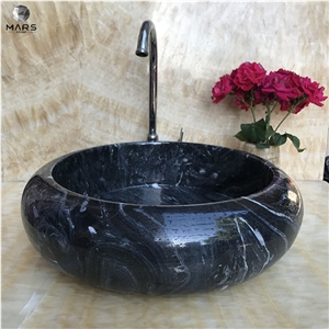 Black Marble Laundry Sink, Marble Sink for Hotel Bathroom