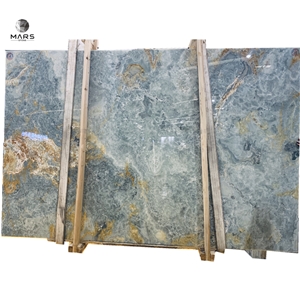 Cheap Price Blue Onyx With White Golden Veins Slab Tiles