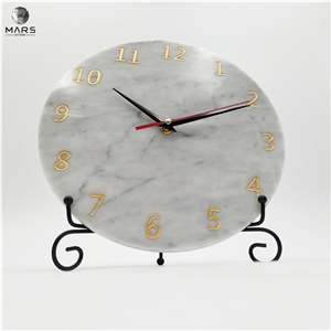 Corative Handmade Modern Round White Marble Wall Clock