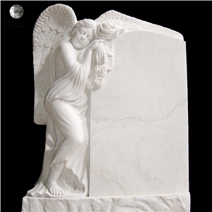 Custom White Marble Angel Gravestone Headstones Tombstones