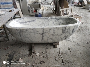 Design Standard Hotel Used Lilac White Marble Stone Bathtub