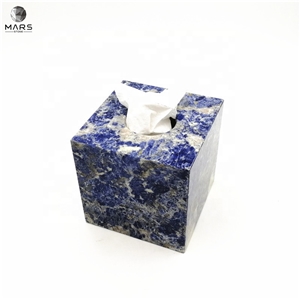 Durable Luxury Blue Marble Stone Paper Napkins Tissue Box