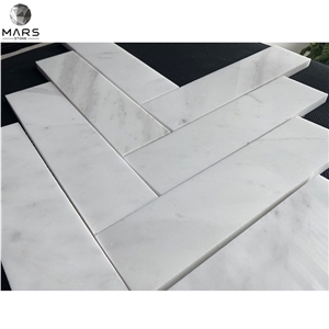 Factory Direct White Herringbone Shape Marble Mosaic Tiles
