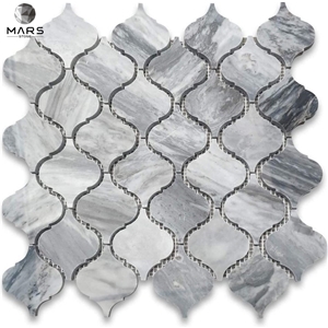 Gray Marble Arabesque Baroque Medium Lantern Mosaic Tile 