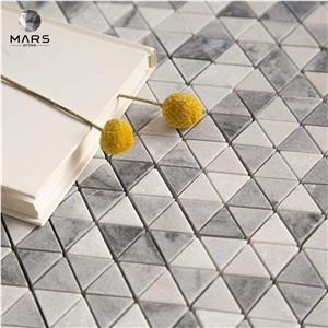 Gray Marble Triangle Mosaic Tile Polished for Wall & Floor