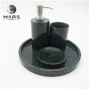 Green Marble Bathroom Accessory Sets With Stone Soap Dish