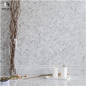 High Quality Carrarawhite Herringbone Patternpolished Mosaic