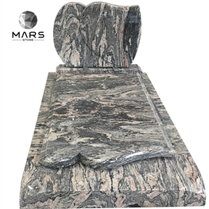 High Quality Multicolor Granite Tombstone With Base For Sale