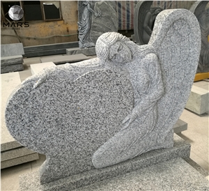 Hot Graveyard Granite Headstone Pink Angel Wings Monument