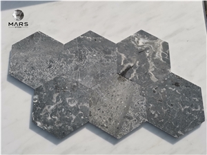Hot Romantic Dark Grey Hexagon Marble Stone Mosaic Cheap