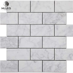 Italian White Carrara Marble Subway Brick Mosaic Tile 
