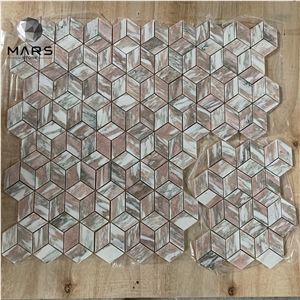 Norway Rose Marble Stone Rhombus Pink Mosaic Tiles For Wall