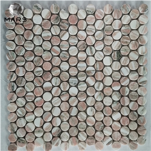 Norwegian Beautiful Pink Marble Penny Round Mosaic Tile