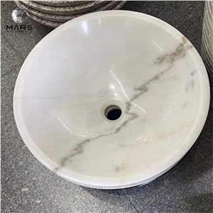 Simple Design Marble Sink Basins With White Diagonal Grain