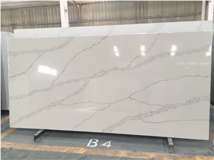 30Mm Artificial Calacatta White Countertop Quartz Stone Slab