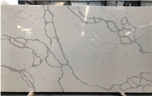 Artificial Calacatta White Engineered Stone Quartz Slab
