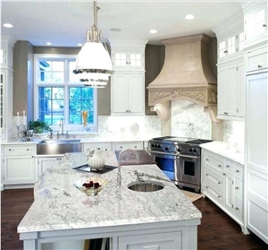 White Granite look Stone Kitchen Island Tops Countertops