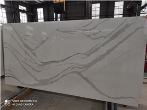 White Calacatta Quartz Slab Engineer Stone for countertop
