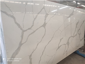 White calacatta quartz slabs engineer solid surface stone