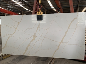 White Calacatta Quartz Solid Surface Engineer Stone